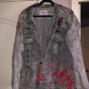 LRG grey distressed denim jacket